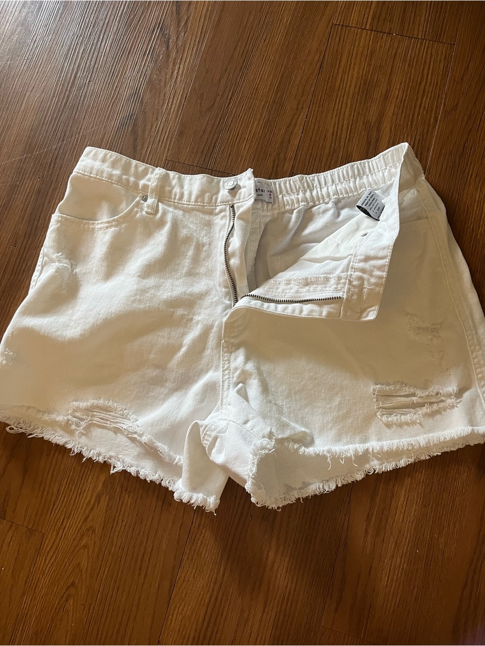 Vanilla Star White Distressed Denim Shorts